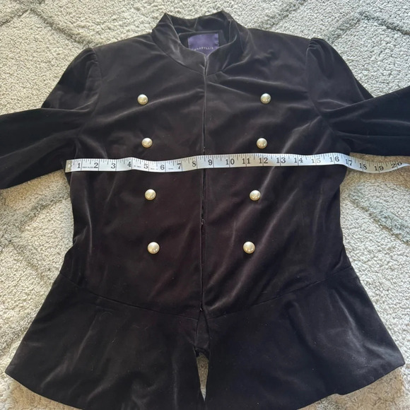Amaryllis black velvet peplum blazer pearl buttons XS - Picture 7 of 11